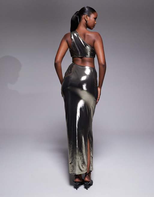 knee length dresses for ladies Two-Toned Double Viscose and Stretch Metallic Dress – John Paul Ataker