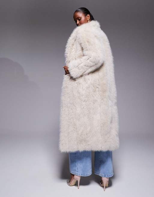 JLUXLABEL Manhattan faux fur coat in beige, 4 of 4