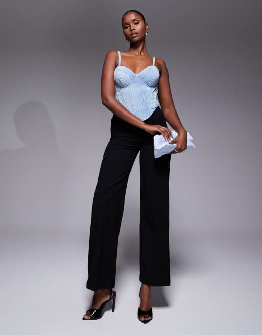 JLUXLABEL - Marsella - Top corset en jean avec décolleté en cœur - Bleu, 2 de 4