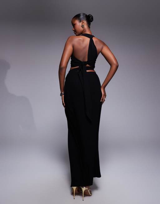 JLUXLABEL New Age draped crop top and maxi skirt set in black | ASOS