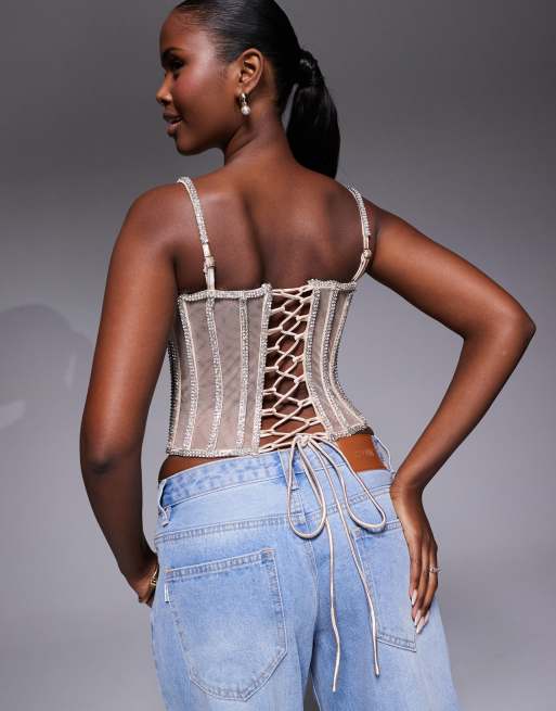 ブラウンPLANET SHEER TATTOO WITH BUSTIER TOP PLANET SHEER TATTOO WITH BUSTIER TOP