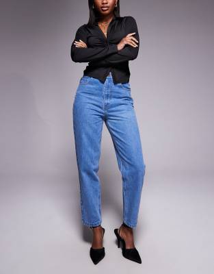 JLUXLABEL - Roesia - Slim Fit-Jeans in mittelblauer Waschung