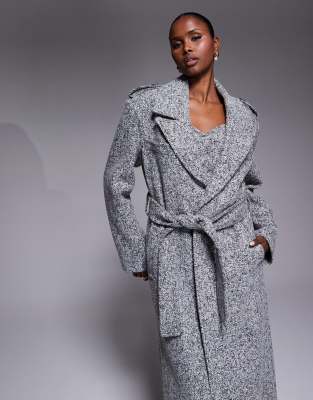 Jluxlabel Savannah Belted Tweed Coat In Gray