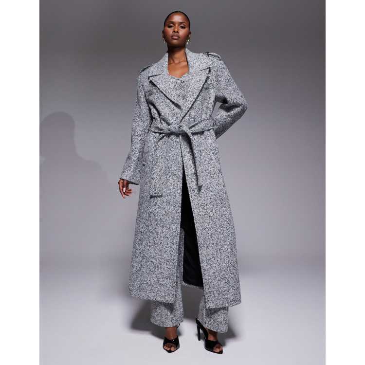 JLUXLABEL Savannah formal belted coat in gray tweed - part of a