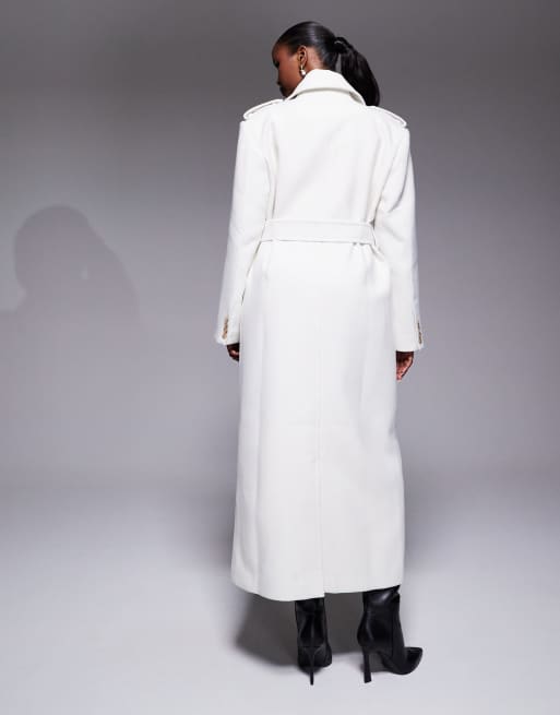 JLUXLABEL Savannah formal belted maxi coat in ivory