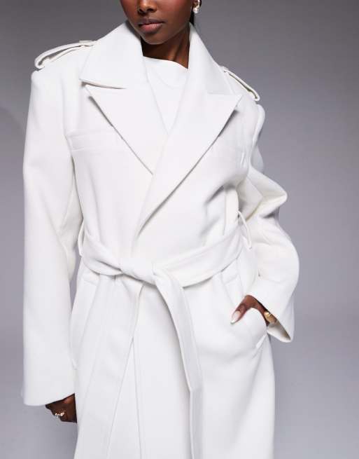 JLUXLABEL Savannah formal belted maxi coat in ivory