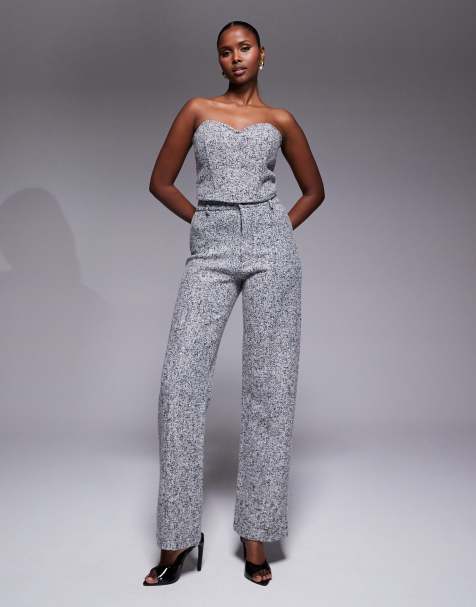 JLUXLABEL Stay Sharp tailored straight leg trouser co-ord in grey tweed 