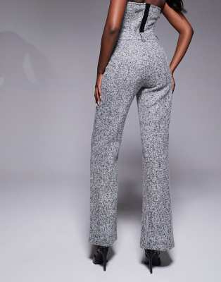 Jluxlabel Stay Sharp Tweed Straight Leg Pants In Gray