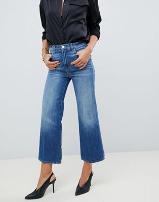 Joan højtaljet cropped jeans med vide ben fra J Brand-Blå