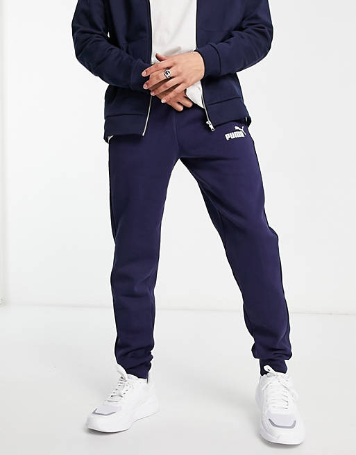 Hombre Joggers de ropa deportiva | Joggers azul marino de corte slim con logo pequeño Essentials de Puma - AV51684