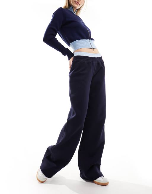 Joggers azul marino de pernera ancha con cinturilla estilo bóxer de ASOS DESIGN, 5 de 5