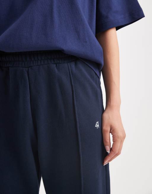 Joggers azul marino de pernera ancha con detalle de costura y logo bordado de algodón de 4th & Reckless, 2 de 5