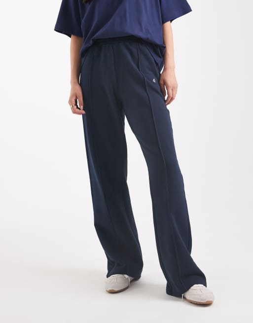 Joggers azul marino de pernera ancha con detalle de costura y logo bordado de algodón de 4th & Reckless, 4 de 5