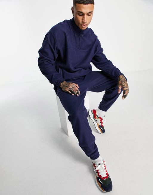 Joggers azul marino extragrandes de felpa polar de ASOS DESIGN (parte de un conjunto) 