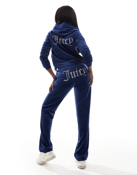 Joggers azul marino oscuro de pernera recta de velour de Juicy Couture (parte de un conjunto) - view 1