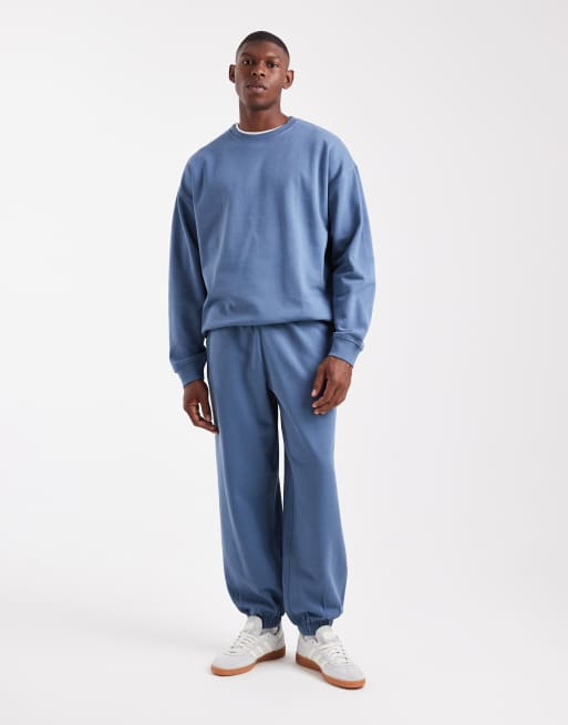 Joggers azul medio extragrandes de tejido de 300 g/m² de New Look (parte de un conjunto)