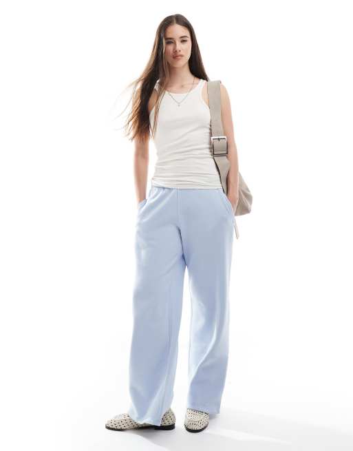 Joggers azul pastel de talle medio y pernera ancha con estampado gráfico de Hollister