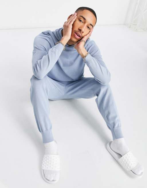 Joggers azules claros de punto de algodón de ASOS DESIGN (parte de un conjunto)