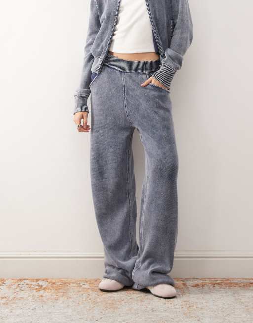 Joggers azules con lavado ácido de punto gofrado grueso de COLLUSION (parte de un conjunto), 3 de 5