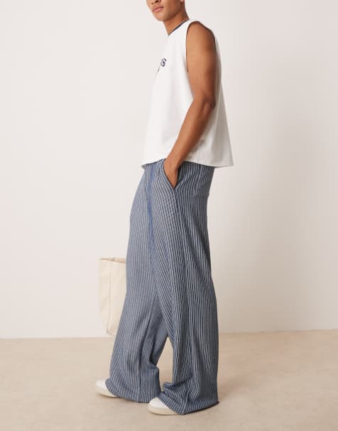 Joggers azules muy holgados a rayas reducidas de ASOS DESIGN - view 1