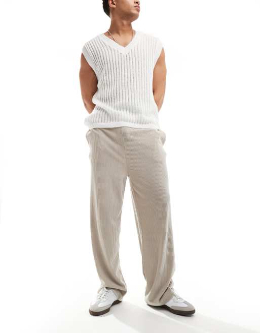 Joggers beis de pernera ancha de velour acanalado de ASOS DESIGN, 4 de 5