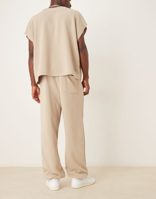 Joggers beis extragrandes de tejido de rizo de ASOS DESIGN (parte de un conjunto), 3 de 5
