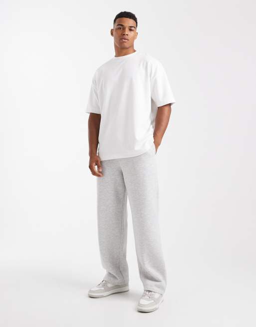 Joggers blanco jaspeado básicos de pernera ancha de ASOS DESIGN, 2 de 5