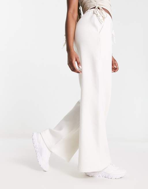 Joggers blanco leche de pernera ancha de tejido suave premium de ASYOU (parte de un conjunto)
