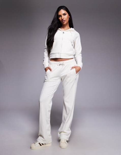 Joggers blancos con logo delineado de strass y cordón ajustable de velour de Juicy Couture (parte de un conjunto) - view 1