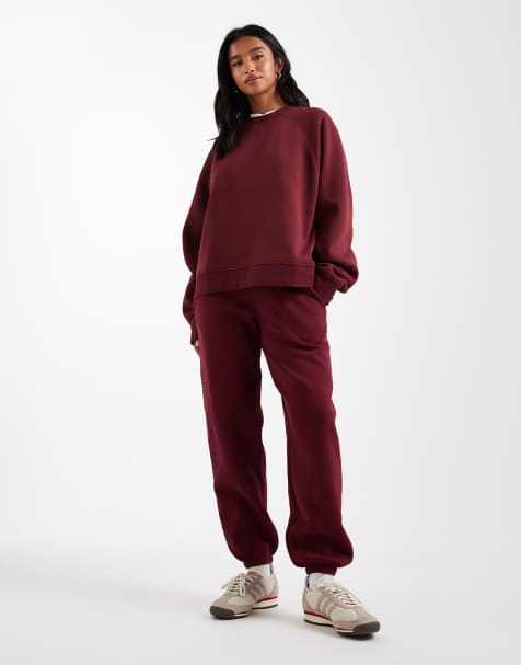 Joggers burdeos con bajos ajustados e interior afelpado Ultimate de ASOS DESIGN Petite - view 1