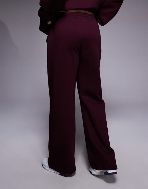 Joggers burdeos de pernera ancha con logo bordado de tejido rico en algodón de Kaiia (parte de un conjunto)  , 3 de 5