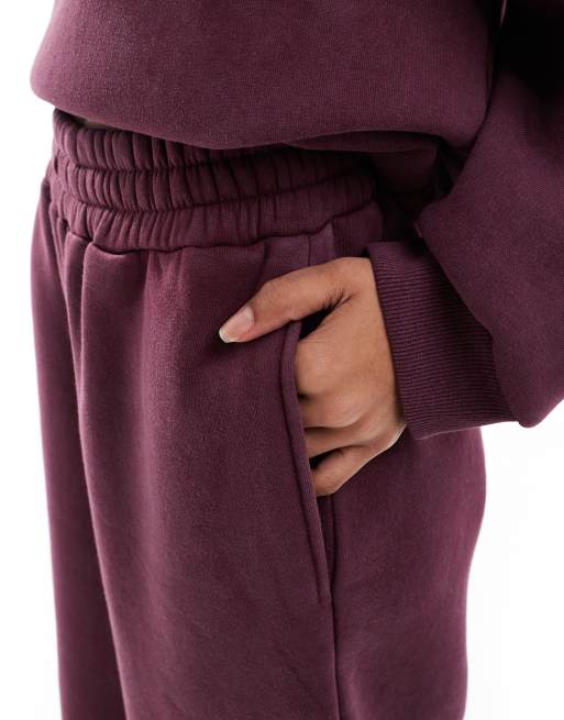 Joggers burdeos de pernera cocoon con lavado ácido de ASOS DESIGN (parte de un conjunto), 3 de 5