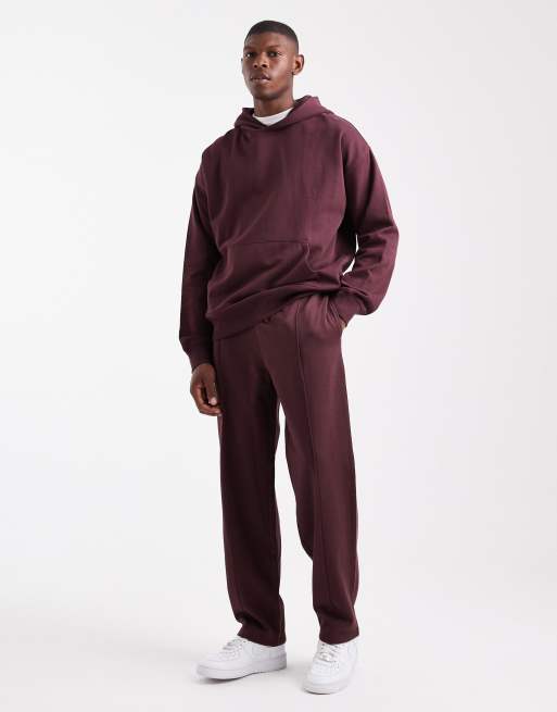 Joggers burdeos de pernera recta de 300 g/m² de New Look