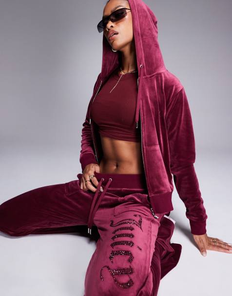 Joggers burdeos joya de talle bajo de velour de Juicy Couture (parte de un conjunto) - view 1