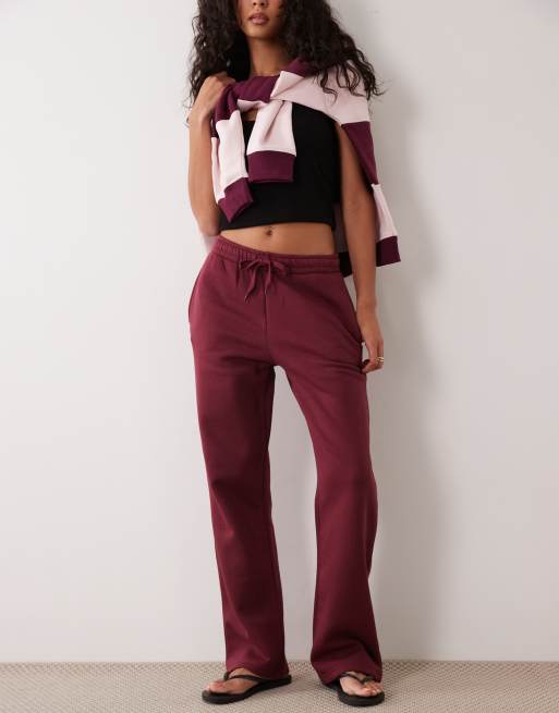 Joggers burdeos sueltos de pernera recta de Gina Tricot (parte de un conjunto), 4 de 5