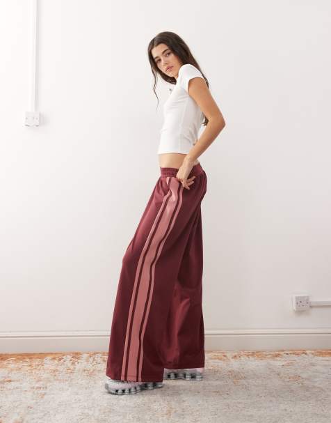 Joggers burdeos y rosas de pernera ancha sin cierres con panel en contraste de Reclaimed Vintage - view 1