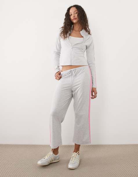 Joggers capri gris jaspeado con rayas rosas en contraste de ASOS DESIGN (parte de un conjunto) - view 1