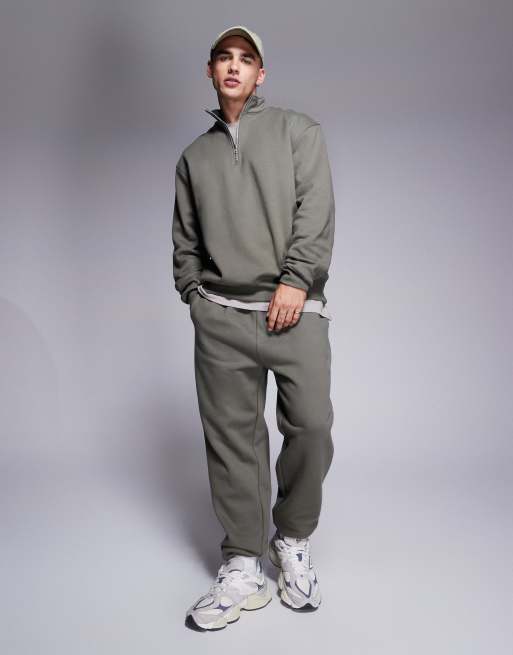 Joggers caquis de corte tapered de tejido grueso de 400 g/m2 premium de ASOS DESIGN