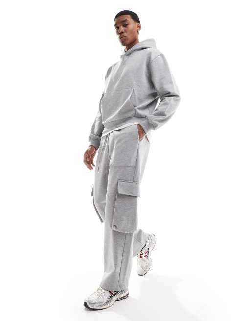 Joggers cargo gris lavado de pernera ancha de tejido grueso de 400 g/m2 premium de ASOS DESIGN , 2 de 5