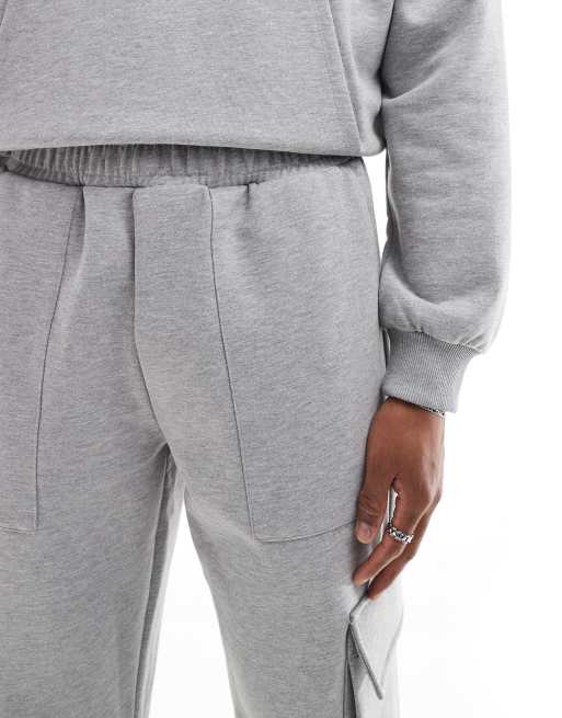Joggers cargo gris lavado de pernera ancha de tejido grueso de 400 g/m2 premium de ASOS DESIGN , 4 de 5