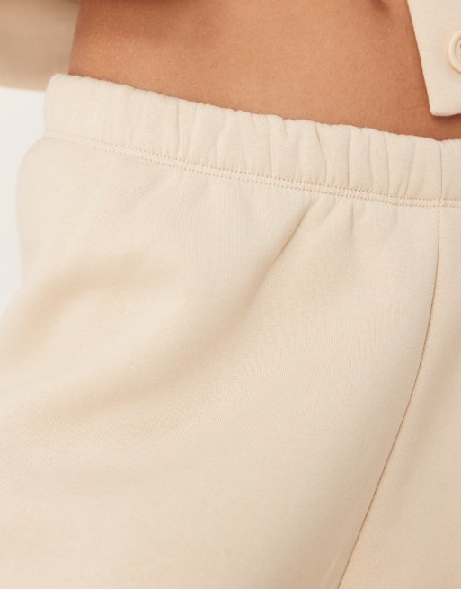 Joggers color avena de pernera ancha de tejido efecto sudadera de ASOS DESIGN (parte de un conjunto), 5 de 5