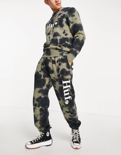 Joggers color oliva con efecto tie dye In Bloom de HUF (parte de un conjunto)