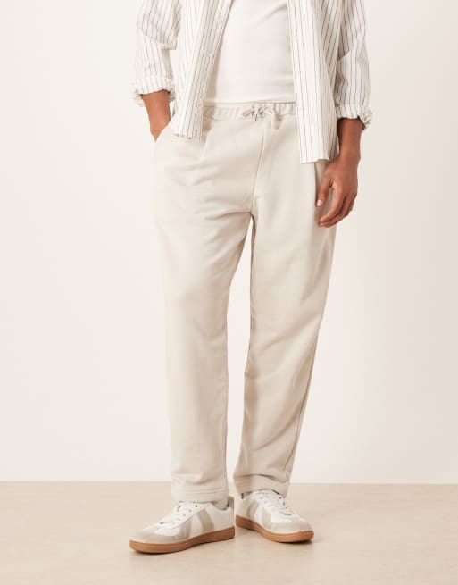 Joggers color piedra de corte tapered holgado con pinzas de ASOS DESIGN, 2 de 5