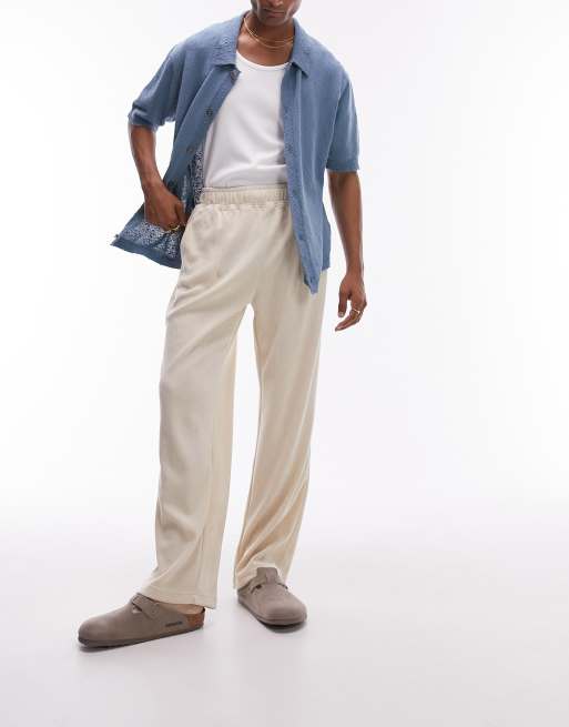 Joggers color piedra texturizados de pernera recta de Topman