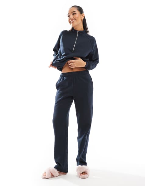 Joggers de chándal azul marino oscuro con lazada en la cintura de PIECES (parte de un conjunto) - view 1