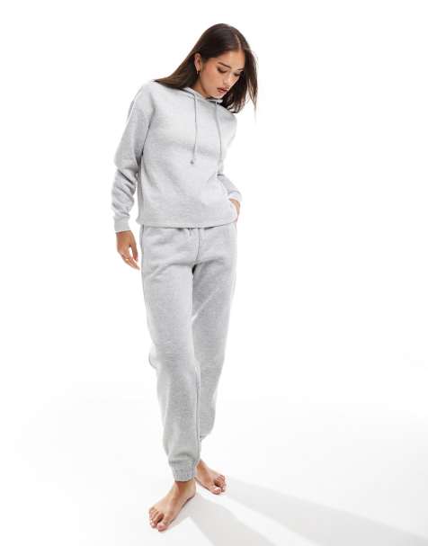 Joggers de chándal gris claro jaspeado con lazada en la cintura de PIECES (parte de un conjunto) - view 1