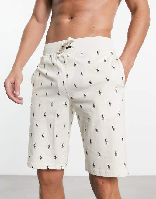 Joggers de estar por casa color crema con estampado integral del logo de caballo de Polo Ralph Lauren