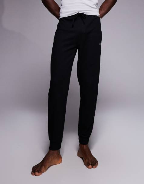 Joggers de estar por casa negros con bajos ajustados de tejido gofrado de BOSS Bodywear - view 1