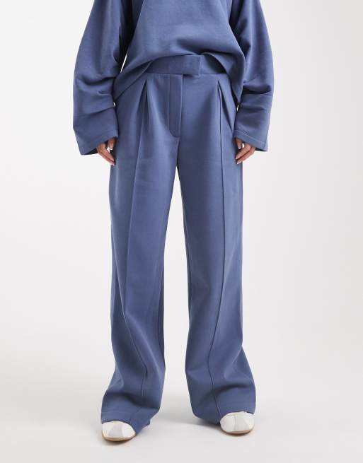 Joggers de sastre azul denim extragrandes con detalle de costuras e interior afelpado de ASOS DESIGN, 4 de 5