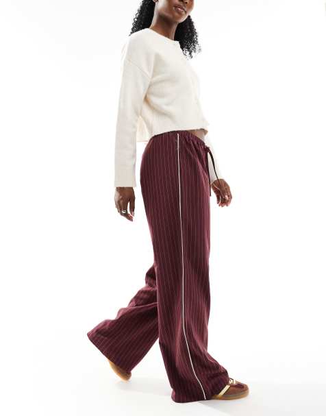 Joggers de sastre burdeos sin cierres con raya diplomática y raya lateral de ASOS DESIGN - view 1